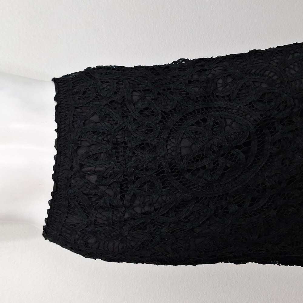 Laura Ashley Black Whimsigoth Fairy Lace Overlay Scallop Midi Skirt Size M - Picture 2 of 9
